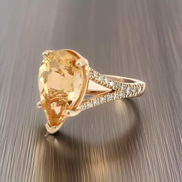 Natural Citrine Diamond Ring 6.5 14k Y Gold 4.79 TCW Certified $3,950 310632 - Picture 5 of 16